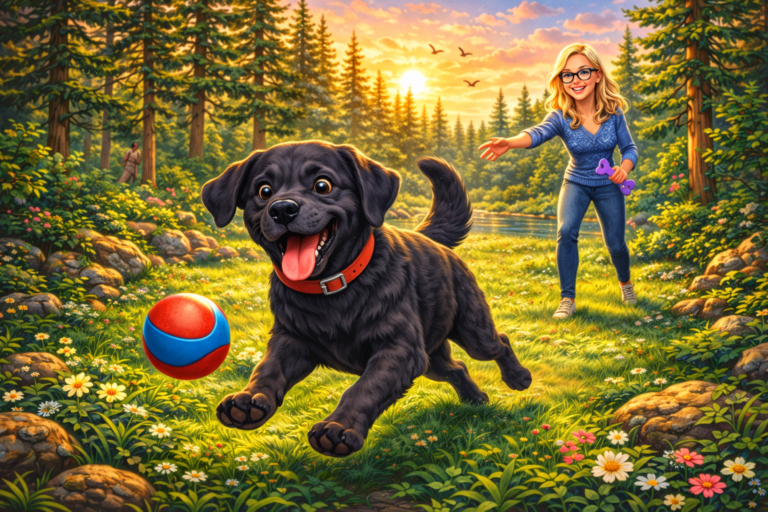 Harper running with Gina